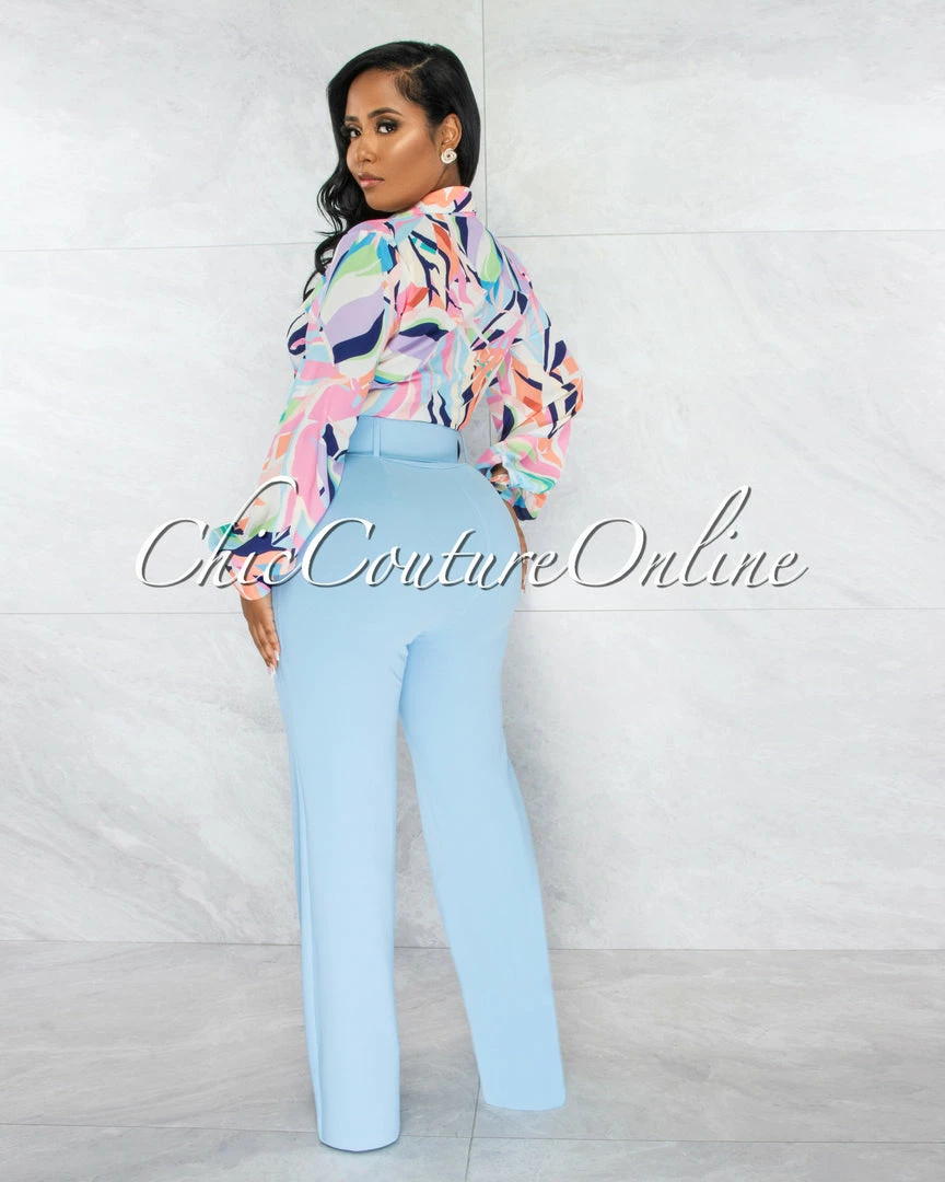 Chic Couture Online Mehadi White Multi-Color Print Self-Tie Crop Top JUST IN