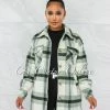 Vendor-unknown CLOTHING Badar Green Black Plaid Short Coat