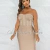 Vendor-unknown Miette Nude Rhinestones Rhinestones Bandage Dress