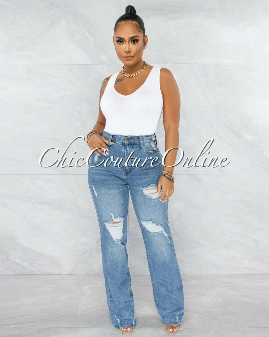 Vendor-unknown Riri Medium Wash Denim High-Waist Mom Jeans