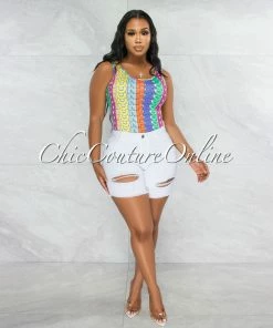 Vendor-unknown Justice Off-White Denim Distressed Shorts