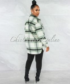 Vendor-unknown CLOTHING Badar Green Black Plaid Short Coat