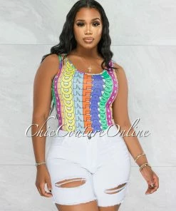 Vendor-unknown Justice Off-White Denim Distressed Shorts