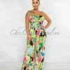 Vendor-unknown JUST IN Takona Multi-Color Print Pleated Back Tie Jumpsuit