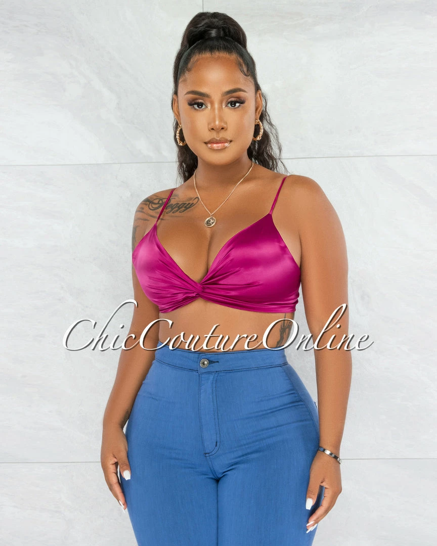 Chic Couture Online JUST IN Finlay Fuchsia Crop Torn Top & Blouse Set
