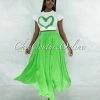 Vendor-unknown Dondra Kelly Green Flutter Wide Maxi Skirt