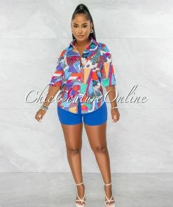 Chic Couture Online Peyton Multi-Color Print Buttoned Boyfriend Shirt