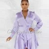 Chic Couture Online JUST IN Eloyda Lilac Wrap High Low Ruffle Dress