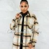 Vendor-unknown Badar Beige Black Plaid Short Coat CLOTHING