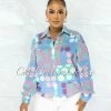Chic Couture Online Prosa Baby Blue Print Buttoned Long Sleeves Shirt