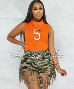 Vendor-unknown JUST IN Diana Camo Tie-Dye Distressed Fringe Denim Shorts