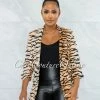 Vendor-unknown JUST IN Merona Nude Black Tiger Print Boyfriend Long Blazer