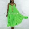 Vendor-unknown JUST IN Normandie Apple Green Wide Flutter Maxi Dress