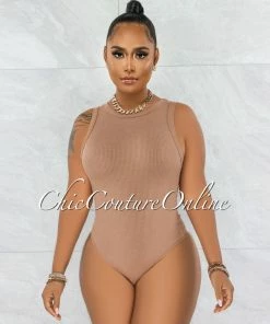 Vendor-unknown Whitford Mocha Ribbed Bodysuit