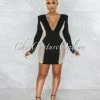 Vendor-unknown JUST IN Tanvi Black Nude Mesh Rhinestones Ultra-Mini Dress