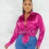 Chic Couture Online JUST IN Finlay Fuchsia Crop Torn Top & Blouse Set