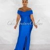 Chic Couture Online JUST IN Dewey Royal Blue Drape Off-The Shoulders Maxi Dress