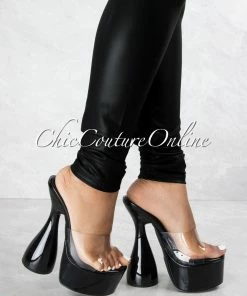 Vendor-unknown Inji Black Clear Upper Platform Statement Heels