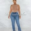 Vendor-unknown JUST IN Kelisa Medium Denim High-Waist Ankle Slit Jeans