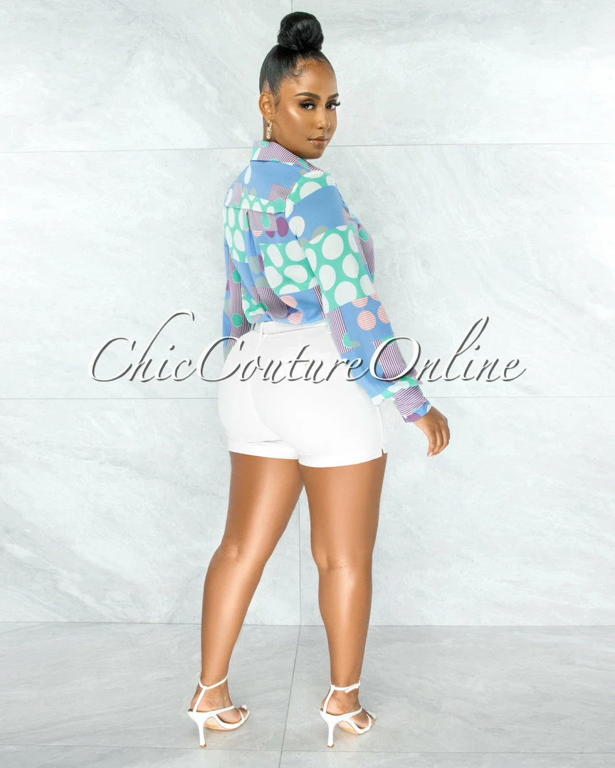 Chic Couture Online Kaleen Off-White Fanny Pack Belted Shorts