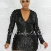 Vendor-unknown Glory Black Sequin Pearls Chain Sleeves Fringe Mini Dress JUST IN