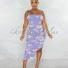 Chic Couture Online Consuelo Lilac Floral Ruched Bodice Side Slit Maxi Dress JUST IN