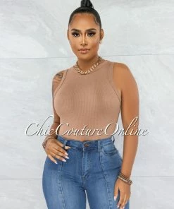 Vendor-unknown Whitford Mocha Ribbed Bodysuit