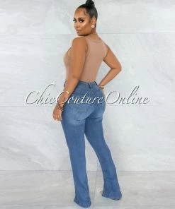 Vendor-unknown JUST IN Kelisa Medium Denim High-Waist Ankle Slit Jeans