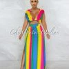 Vendor-unknown JUST IN Chasida Rainbow Ruffle Crop Top & Maxi Skirt Set