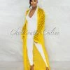 Vendor-unknown Qiana Yellow Crochet Sheer Long Duster JUST IN