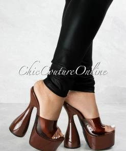 Vendor-unknown Inji Brown Clear Upper Platform Statement Heels