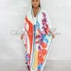 Chic Couture Online Tasha Ivory Multi-Color Long Silky Kimono Duster JUST IN