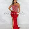Vendor-unknown Castro Red Rhinestones Sequins Maxi Dress