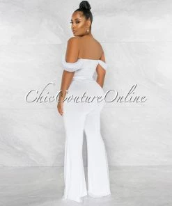 Chic Couture Online JUST IN Darcy White Mesh Sleeves Waistband Tie Jumpsuit