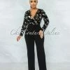 Vendor-unknown Elegantina Black Gold Silver Sequins Top Jumpsuit JUST IN