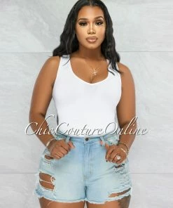 Vendor-unknown Junior Light Denim Distressed Shorts