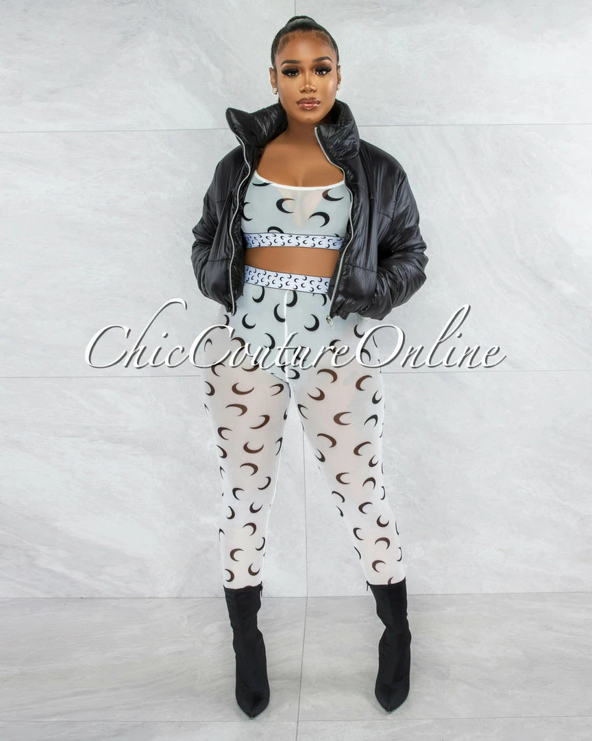 Vendor-unknown JUST IN Vickie Black Faux Leather Puffy Jacket