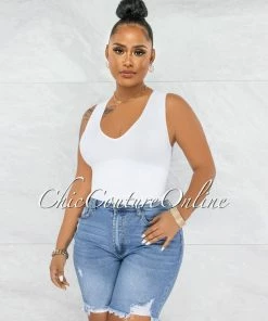 Vendor-unknown Miramar Light Denim Biker Distressed Shorts JUST IN