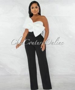 Chic Couture Online Faina Black Belt High Waist Palazzo Pants JUST IN