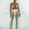 Vendor-unknown Tayton White Multi-Color Crochet Cover-Up Two Piece Set JUST IN