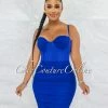 Vendor-unknown Bassett Royal Blue Mesh Ruched Bandage Corset Dress JUST IN