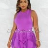 Chic Couture Online JUST IN Granier Purple Bodysuit & Fringe Shorts Set