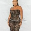 Chic Couture Online JUST IN Berton Leopard Print Black Tulle Corset Midi Dress