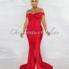 Vendor-unknown Merlina Red Drape Off-The Shoulders Maxi Dress