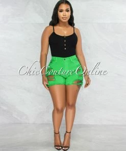 Vendor-unknown Attiyah Black Ribbed Gold Accent Bodysuit JUST IN