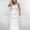 Vendor-unknown Suvarna Off-White Crochet Embroidery Maxi Dress