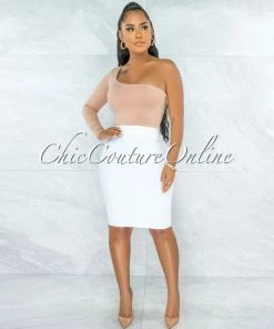 Vendor-unknown JUST IN Joseph Off-White Elastic Bandage Skirt