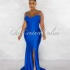 Chic Couture Online Klaus Royal Blue Off-The Shoulders Side Slit Maxi Dress