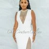 Vendor-unknown Rivir White Rhinestones Net Details Bandage Dress JUST IN