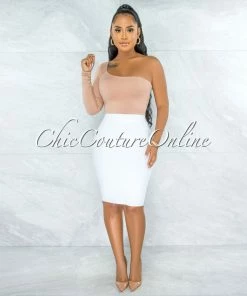 Vendor-unknown JUST IN Joseph Off-White Elastic Bandage Skirt
